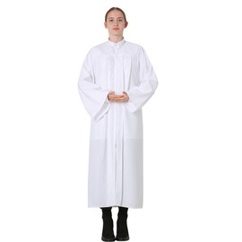 GraduatePro Baptism Choir Robe Adult Clergy Church Pastor Pulpit Robes Preachers Confirmation Robe Unisex White 48