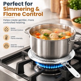 Even Heat Distribution Diffuser for Gas Stovetops – Double Thickening Simmer Plate for Better Cooking Control