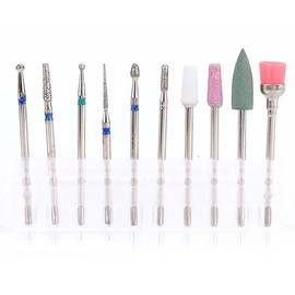Set of 10 Nail Bits, For Nail Machines, Grinding Bit, Durable, Abrasion Resistant, Grinding Nail Hat, Nail Polishing, Nail Care, Cuticle Treatment, Polishing Bit Set, Nail Drill Bit, Easy Cleaning, DIY Nail Tool (A)