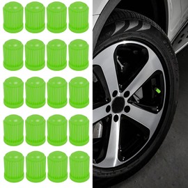 20Pcs Tire Valve Stem Caps, Tire Valve Dust Caps Air Caps Cover with O Rubber Seal, Universal Auto Accessories Corrosion Resistant Stem Covers for Trucks Motorcycles Bicycles SUVs (Green)