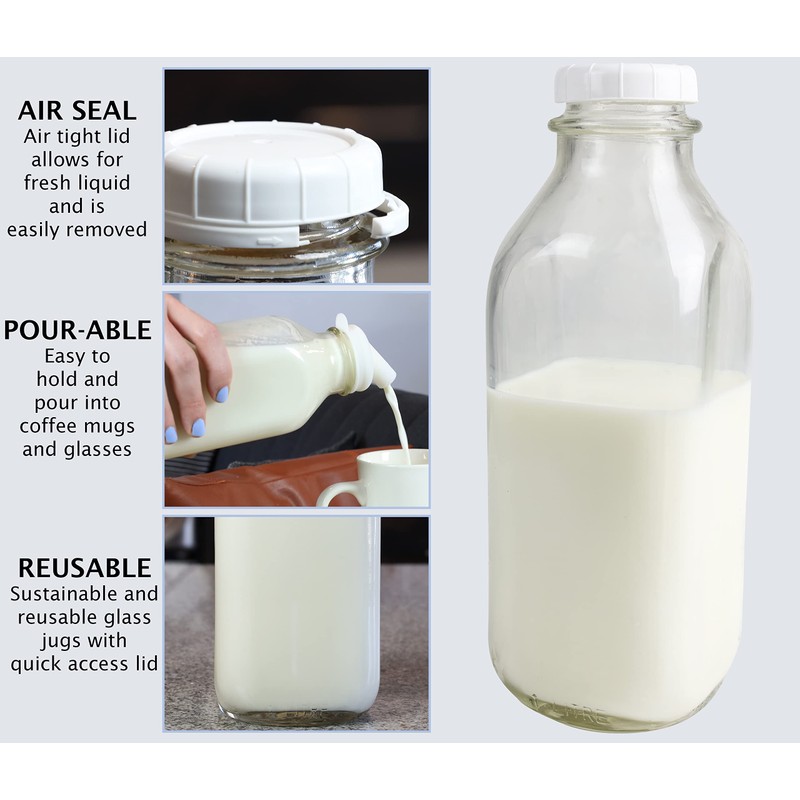 The Dairy Shoppe 1 Ltr. (33.8 oz.) Glass Milk Bottle
