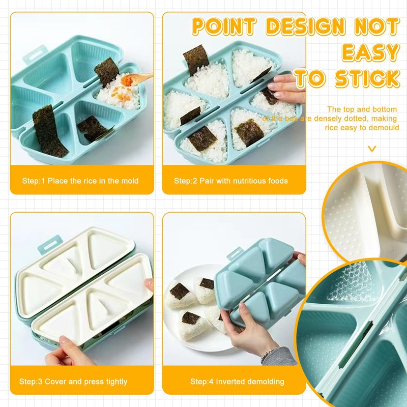 HIBILDER 6 in 1 Onigiri Mold Triangle Sushi Mold Once