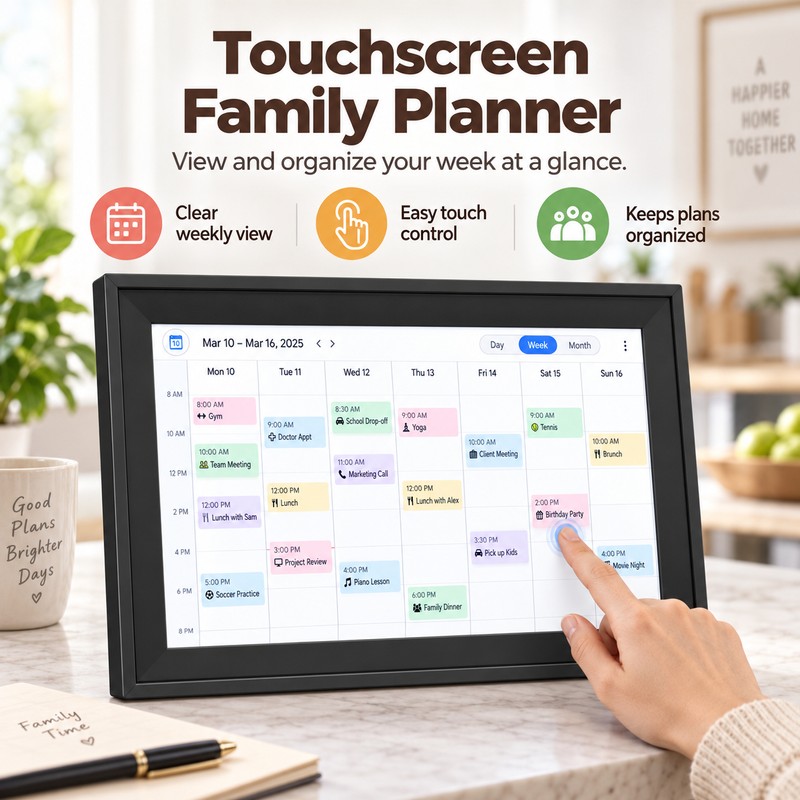 10.1-Inch Smart Family Calendar for Home Planning – WiFi Touchscreen