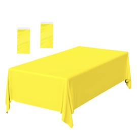 FALIZIFU 2 Pack Yellow Plastic Tablecloth Disposable Table Covers Rectangle Yellow Table Cloths for Parties Baby Shower Wedding Birthday Yellow Tablecloth Disposable