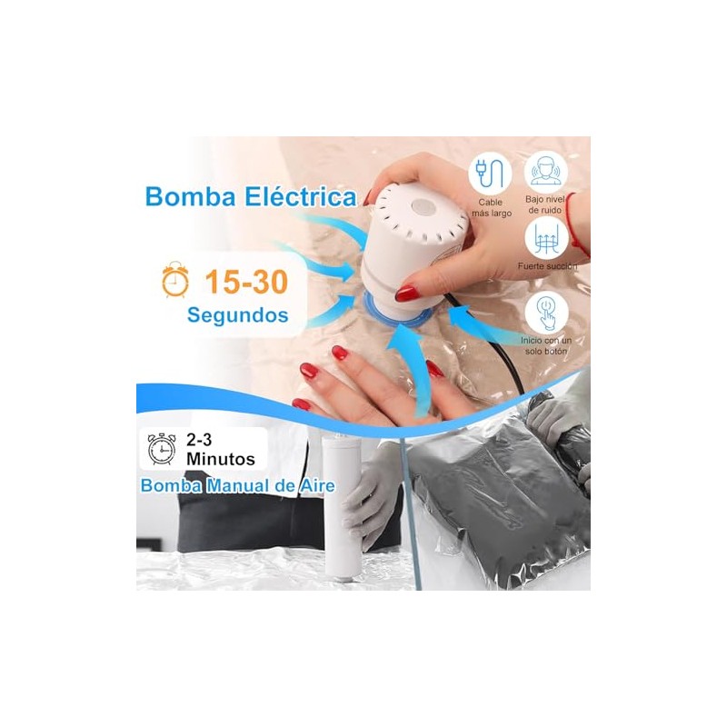 12 PCS Bolsas de Almacenamiento al Vacío con Bomba Eléctrica,