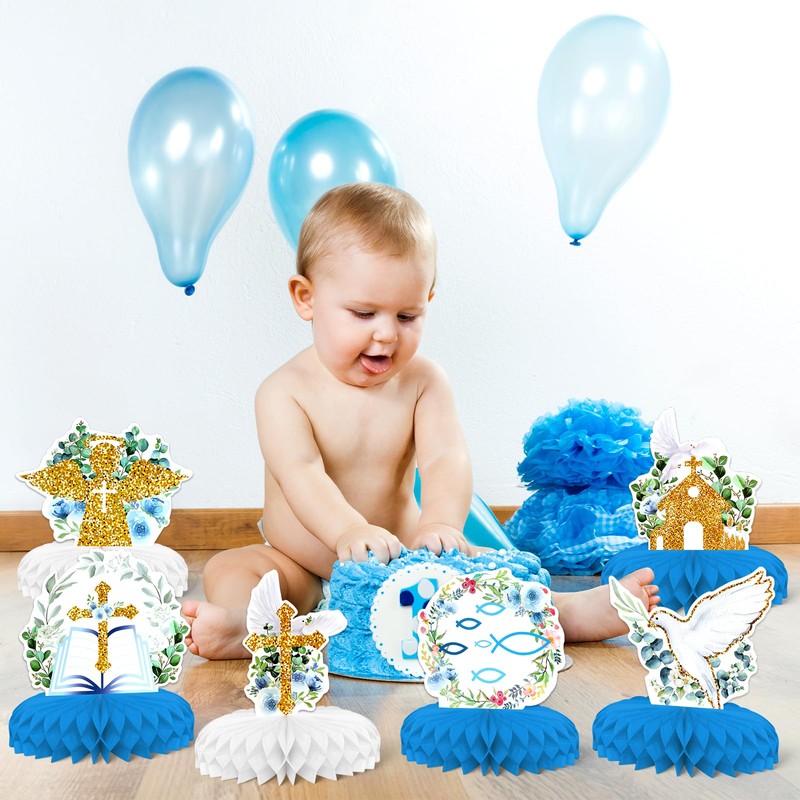 Baptism Party Decorations,KSKSPE Baptism Centerpieces for Tables Honeycomb Centerpieces 3D