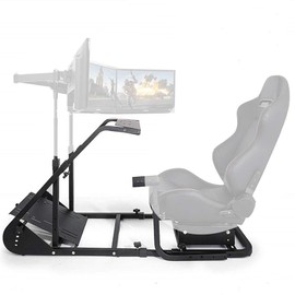 Marada Racing Cockpit Frame Compatible with G25 G27 G29 G920 T500 FANTEC T3PA/TGT Height Adjustable Racing Wheel Stand Wheels Pedals and Real Racing Seat Driving Simulator Cockpit Not Included