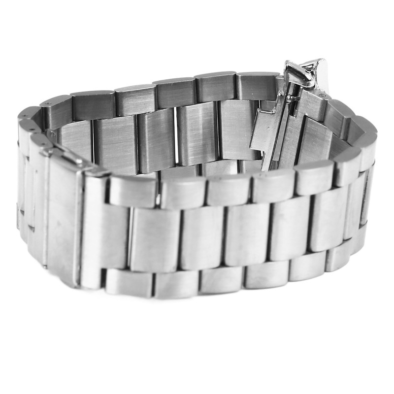 Smartwatch Strap Double Snap 3 Beaded Stainless Steel Replacement Wristband