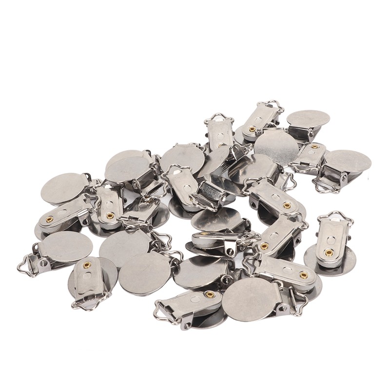 30pcs Metal Round Pacifier Clips for Toddler Rust Prevention Electroplated