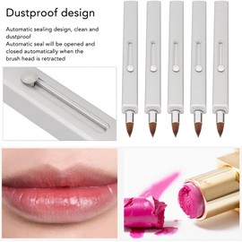 Pincel Retráctil Portátil para Labios, 5 Piezas de Nailon, Ideal para Maquillaje de Labios, con Carcasa Gris