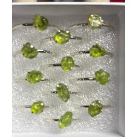 Natural Creations Sterling silver stackable ring size 7 Raw Peridot
