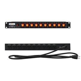 ThePoEstore 10-Outlet 1U Rack Mount Power Strip - Surge Protector, Features 10 Front Switches with LED Light - Ideal, w/ 6 ft Cord for Network Server Racks and Cabinets