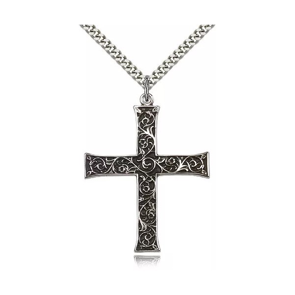Bliss .925 Sterling Silver Cross Necklace For Men On 24
