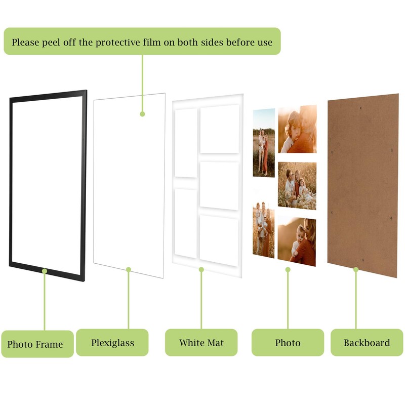 PHAREGE 5 Openings 4x6 Picture Frame Collage Black, 11x14 Poster