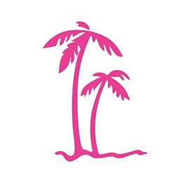 Palm Trees Hawaii Tropical Beach Island Girl Decal Sticker for Car, Truck, Notebook, SUV Bumper Window (Pink)