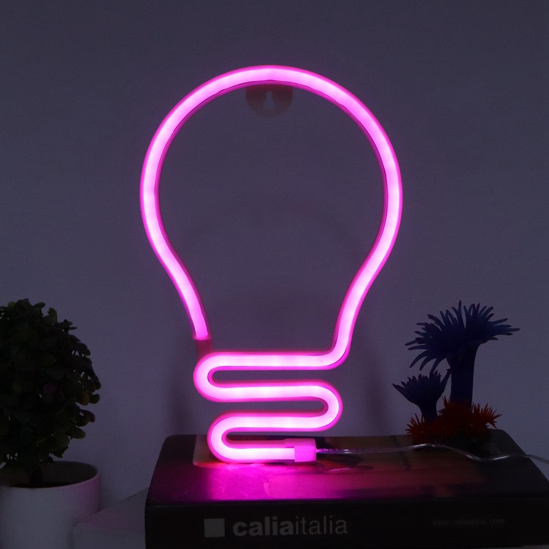 Bulb Shape Neon Light LED Sign for Wall Decor Party