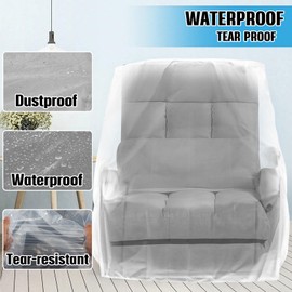 Plastic Chair Covers for Moving Storage,4 Mil Heavy Duty Recliner Cover Waterproof,Extra Large Clear Furniture Bags for Living Room Armchair, Dustproof Moving Supplies Protectors.64 x 42 x 34Inch