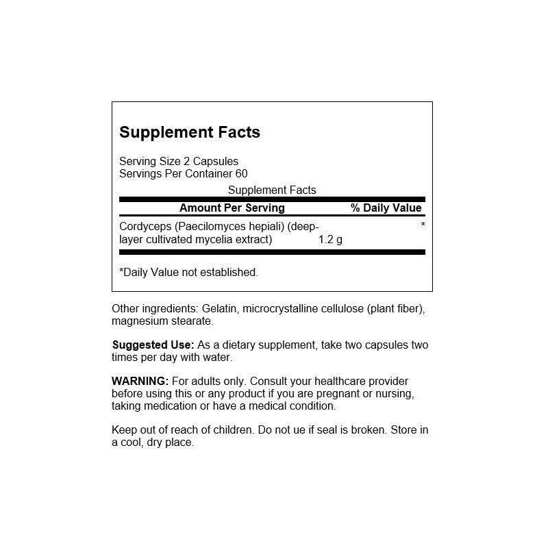 Swanson Cordyceps 600 Milligrams 120 Capsules