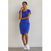 Fair índigo Vestido camisero de algodón orgánico con cuello redondo