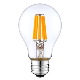 12Vmonster DC 12 Volt 6 Watt Cool White 6000k LED Edison Filament A19 A60 Light Bulb E26 E27 Medium Base Lamp DC 12V 24V 36V Portable Solar Battery Bank Off Grid System Compatible Lighting Equipment