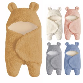 Nunibum Baby Swaddle Blanket Boys Girls Cute Bear Plush Essential Receiving Blanket Ultra-Soft Newborn Registry Sleeping Wraps for Infant 0-6 Months - Brown