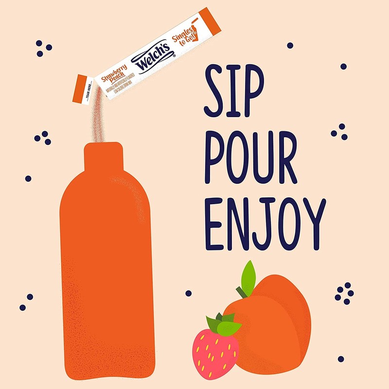 Welch's Strawberry Peach Singles To Go Drink Mix, 0.48 OZ