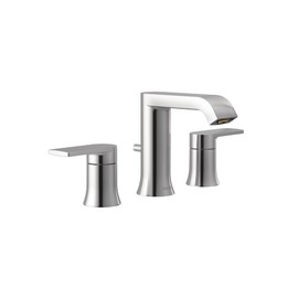 Moen Genta Chrome Two-Handle Widespread Modern Bathroom Faucet with Drain Assembly, Bathroom Sink Faucet 3-Hole Application (Valve Required), T6708