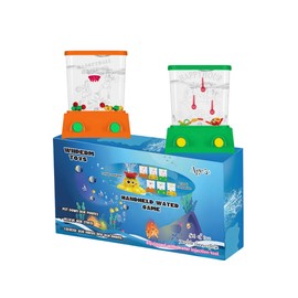 Wiiperm 2 Pieces Water Handheld Games for Kids Fish Ring Toss & Basketball Retro Mini Orange Toy Water Ring Toss Handheld Game Car Travel Toy Games Console Pocket Games for Kids Holiday Present