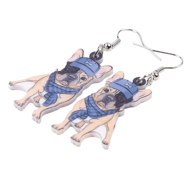 Bonsny Acrylic Drop Dangle French Bulldog Earrings Five Color Funny