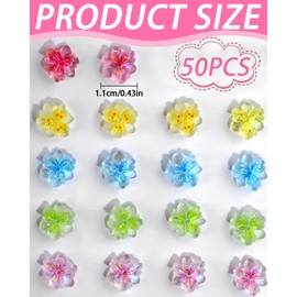 JUKOTA 50 pieces 3D flower nail charms accessories nail design glitter stones nail art rhinestones flower nail charms luminous, flowers nail art decoration, acrylic bow nail gems decoration for women