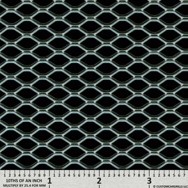 customcargrills 12"x48" Hexagon XXL Grill Mesh Sheet - Silver - Shipped Flat, 0.24 x 0.42 inch hole opening, 0.121" thick raw Aluminum, Made in USA