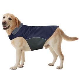 100% Waterproof Thicken Dog Jacket for Lab, Pitbull, Doberman, Standard Poodle, German Shepherd - Large, Navy, 2XL