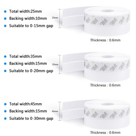 TAROSE Weather Stripping, 33 Feet Weather Stripping Door Seal Door Draft Stopper Shower Door Seal Strip Window Seal, Adhesive Silicone Tape (White, 25MM)