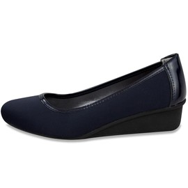 LONDON FOG Chester Neoprene Dress Wedge (Navy Neoprene, us_Footwear_Size_System, Adult, Women, Numeric, Wide, Numeric_8.5)