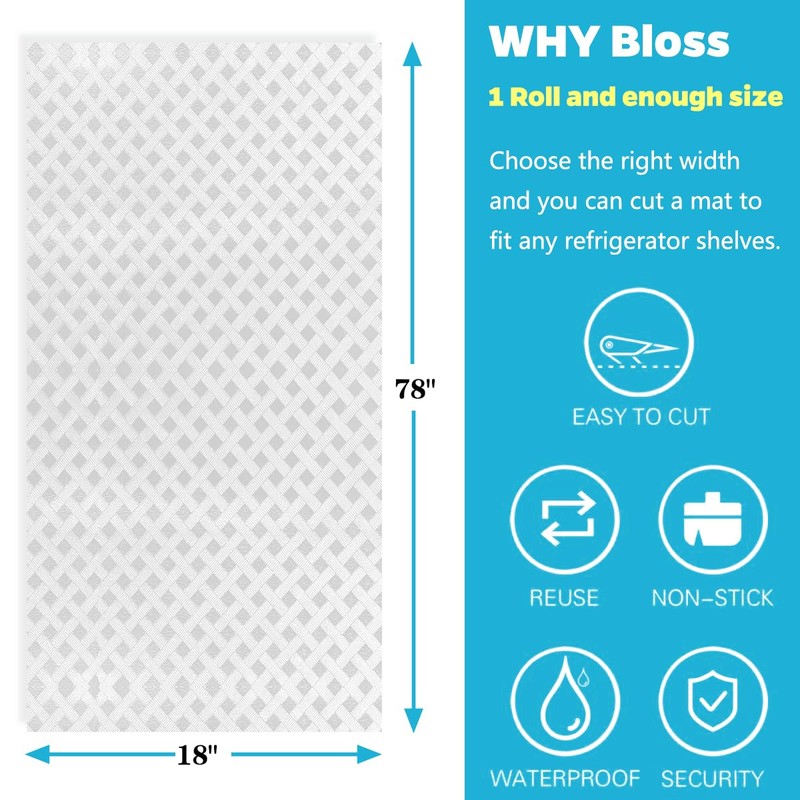 Bloss Refrigerator Liners for Shelves/Refrigerator Shelf Liners/Washable Fridge Liners/Roll Pack