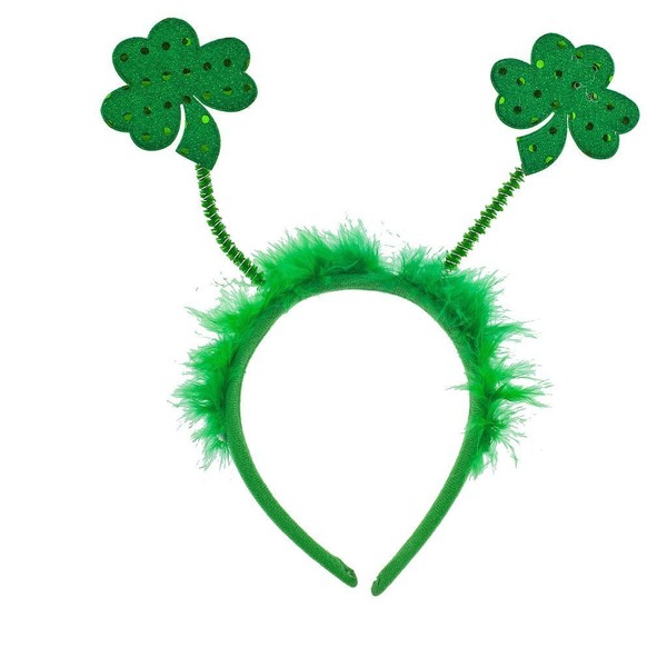 Lux Accessories Green Fabric Furry Shamrock St Patrick's Day Festive Headband