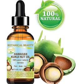 Botanical Beauty KUKUI NUT OIL 100% Pure Natural Virgin Unrefined Cold-Pressed Carrier Oil 4 Fl Oz 120 ml for Face, Skin, Body, Hair, Lip, Nails. Rich in Vitamin E