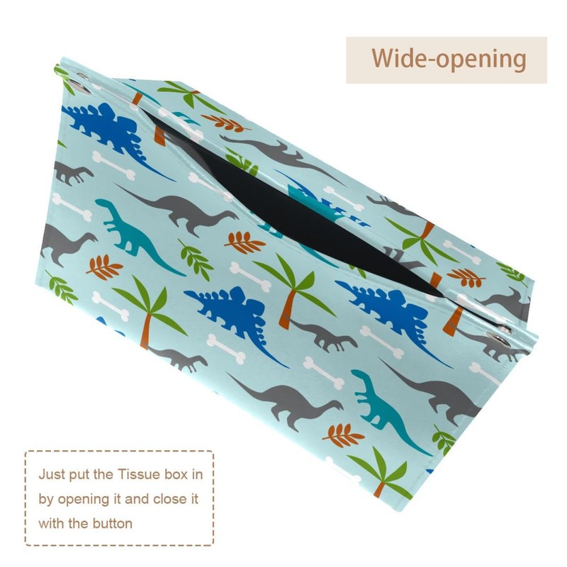 2 Pack Tissue Box Cover Holder, Dinosaurs Rectangle Leather Tissue