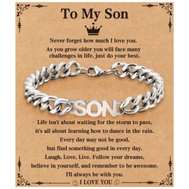 Men’s Bracelet Gifts for Son Teenage Boys Men Him 16th 17th 13th Birthday Jewellery Gifts from Mum Cuban Chain Bracelet Jewellery Presents for Christmas Valentines Day Graduation