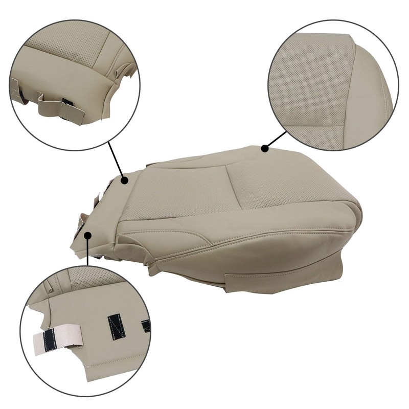 SecosAutoparts Tan Front Driver Side Bottom Perforated Microfiber Leather Replacement