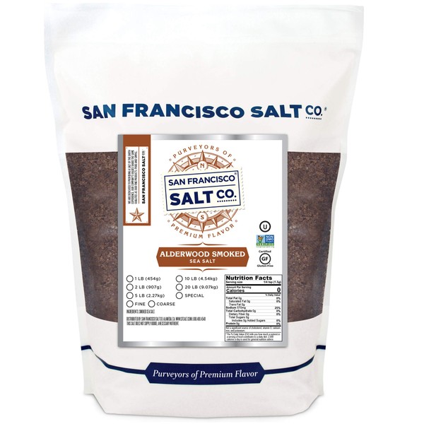 Alderwood Smoked Sea Salt - 2 lb. Bag Coarse Grain by San Francisco Salt Company