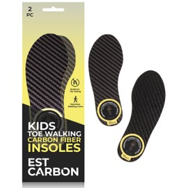 ESTCARBON Kids Carbon Fiber Insoles for Children's Idiopathic Toe Walking 2 Pieces - Orthotics for Tip Toe Walking Correction for Kids, Tip Toe Treatment - Children's Idiopathic Toe Walking Insoles