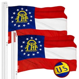 G128 2 Pack: Georgia State Flag | 3x5 Ft | ToughWeave Series Embroidered 300D Polyester | Embroidered Design, Indoor/Outdoor, Brass Grommets