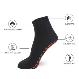 NOVAYARD 5 Pairs Non Slip Socks Non Skid Sticky Grippy Yoga Pilates Hospital Sock Men Women(Black+Navy Blue,Medium)