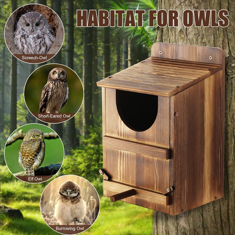 Yaoyiizy Owl House, Barn Owl Nesting Box with Bird Stand