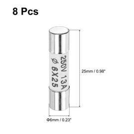 uxcell 8pcs Ceramic Cartridge Fuses 13A 250V 6x25mm Ceramic Fuses Fast Blow Replacement for Amplifier Energy Saving Lamp Ballast