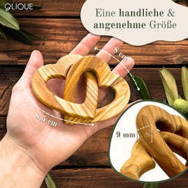 OLIQUE Wooden Hearts, Olive Wood - Connected Wooden Hearts as an Individual Gift for Wedding, Anniversary or Engagement (8 cm)