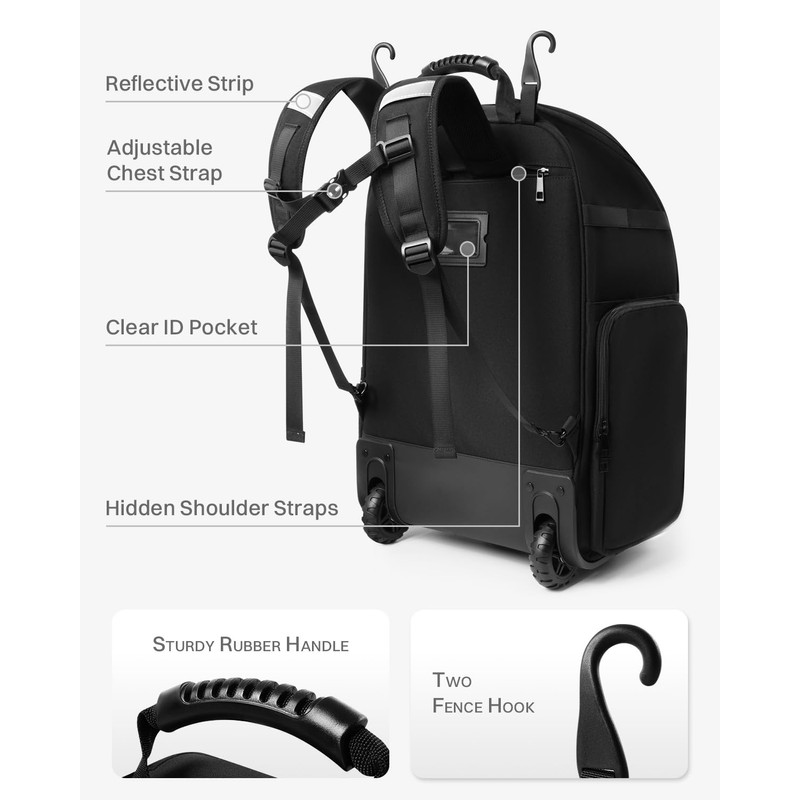 Rolling Baseball Bag with Wheels, Large All-Terrain Wheeled Softball Bag
