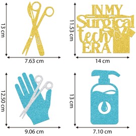 12 Pcs Surgical Tech Themed Centerpiece Sticks,Surgical Doctor Graduation Party Decor,Surgical Tech Week & Sterile Processing Tech Week Party Supplies Gold Blue