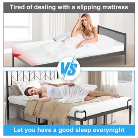 Mattress Slide Stopper, YUOROS Corner Mattress Retainer Bar Keep Mattress from Sliding Stopper to Prevent Sliding Holder in Place Gripper for Metal Bed Frame (2 Mattress Holders)